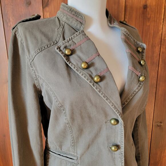 Sanctuary Surplus Gray Military Jacket Women XS-S Brass Button Epaulette Army - Picture 10 of 11